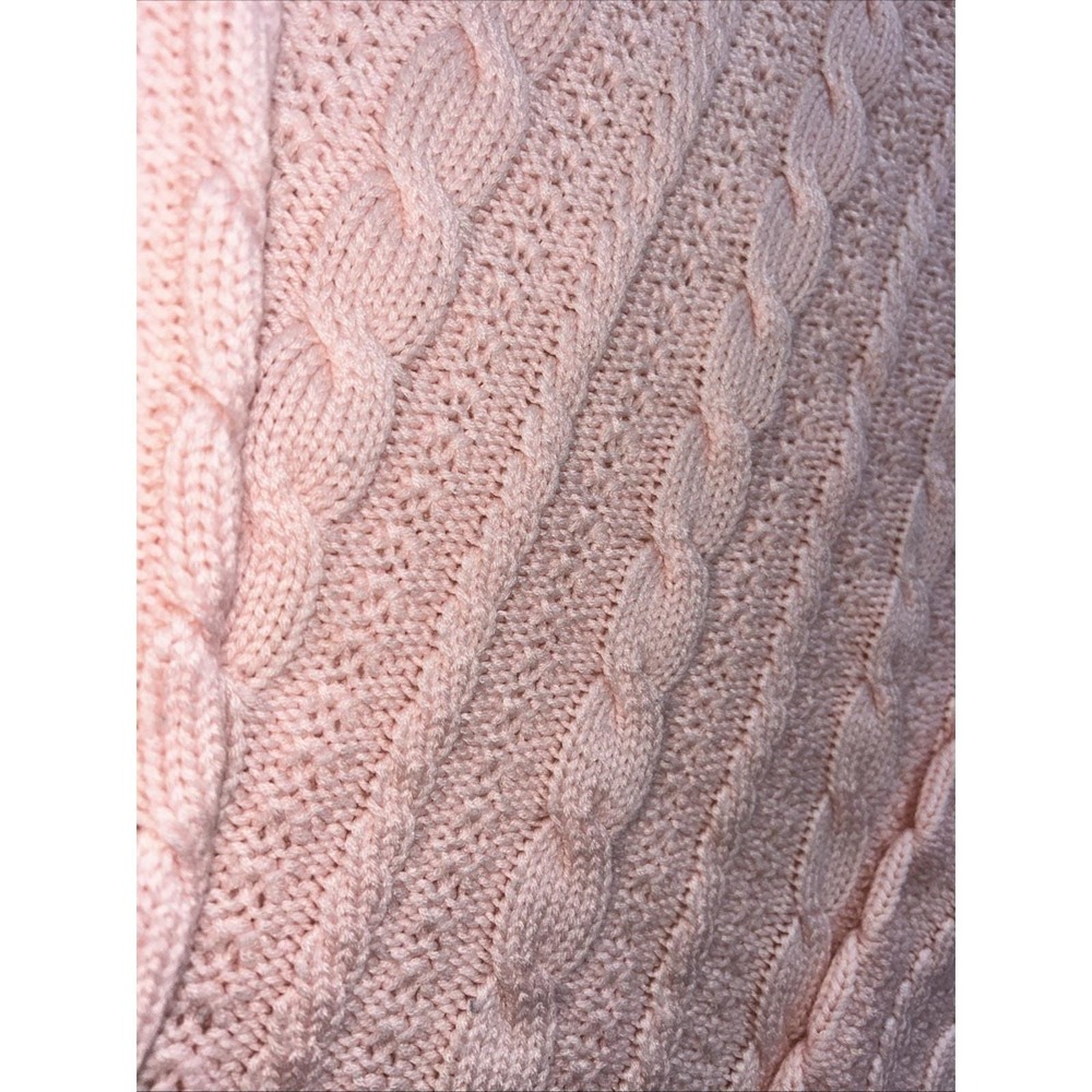 Vtg 80s/90s SMALL Ballet Pink Wool Blend Chunky CableKnit SweCoastal‎ ater - Picture 2 of 4